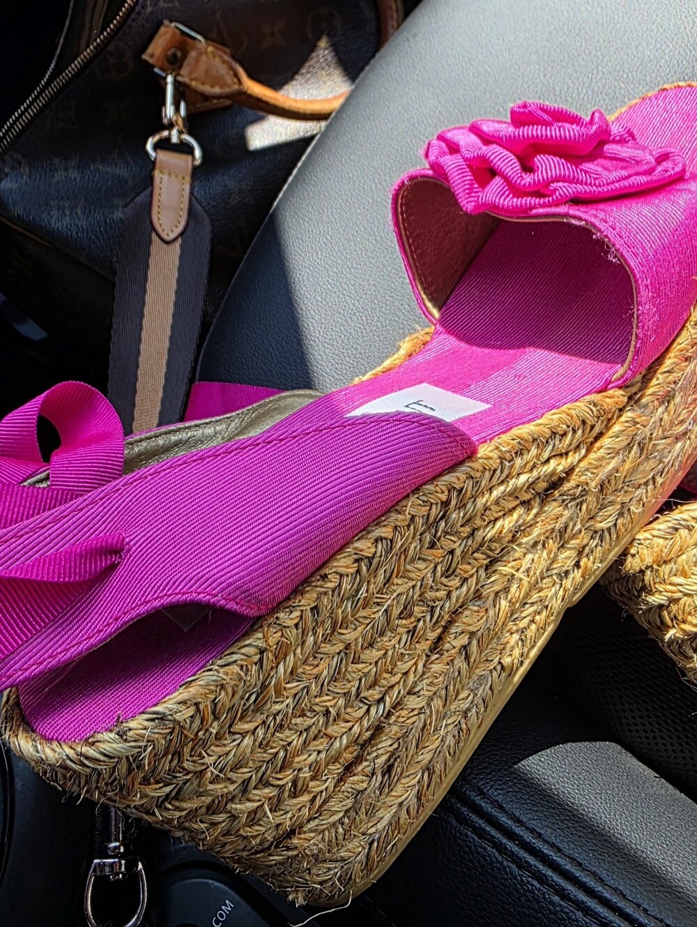 YSL Hot Pink Espadrille Wedges, Size 9